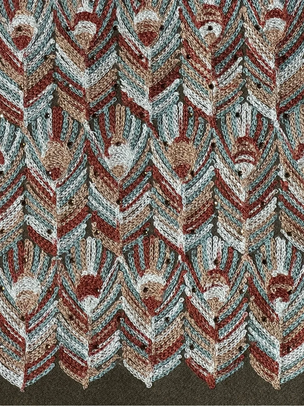 Women's neutral Pattern Fringe Alpaca, Lama Luxury Wrap Shawl w tiny rhinestones